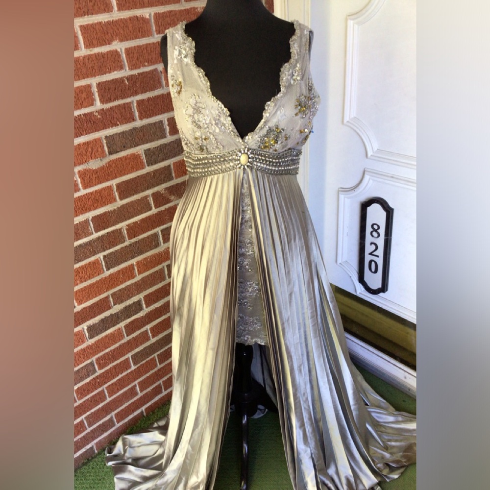 Tony Bowls platinum silver prom gown Size 12